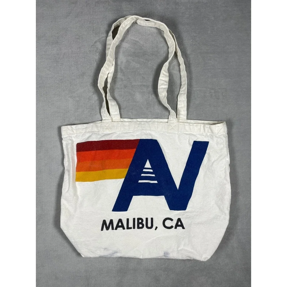 Aviator Nation Tote Bag Unisex Natural Malibu CA Canvas Retro Beach Shopper